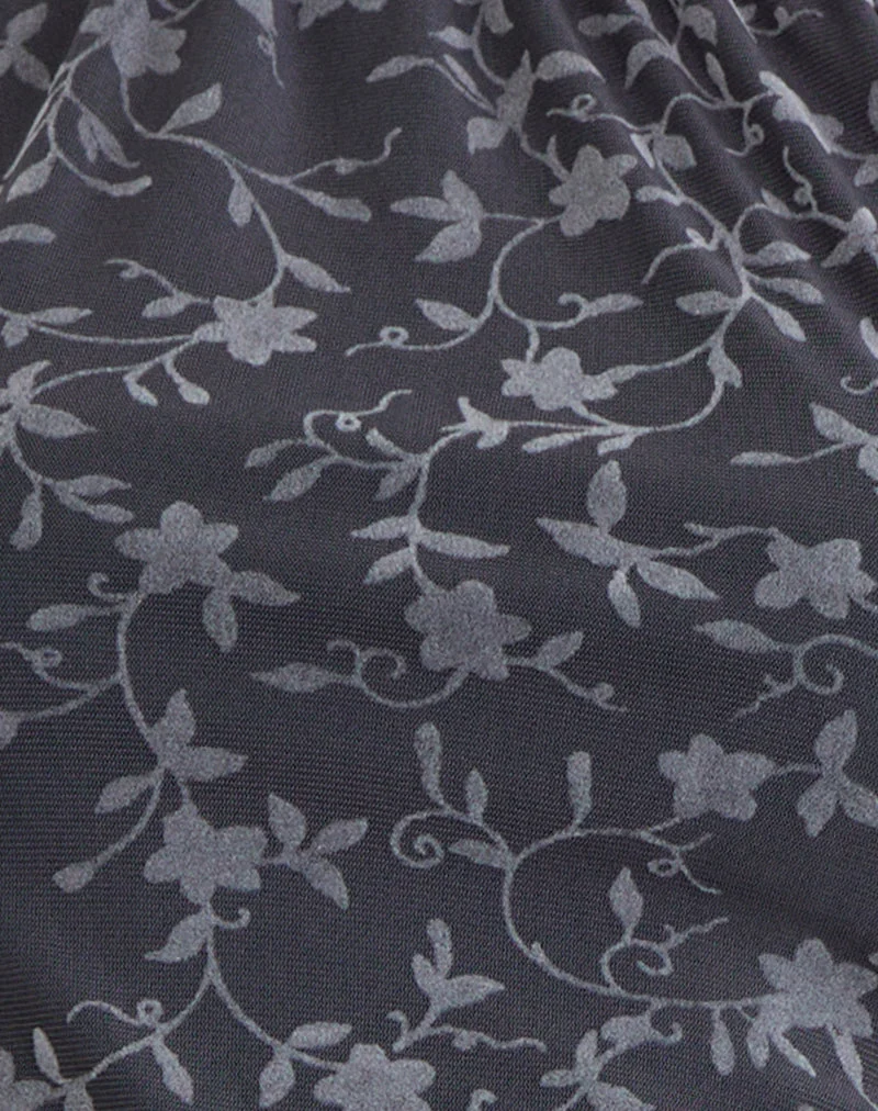 Burkie Halterneck Top in Pretty Petal Flock Dark Grey (Top licou Burkie)