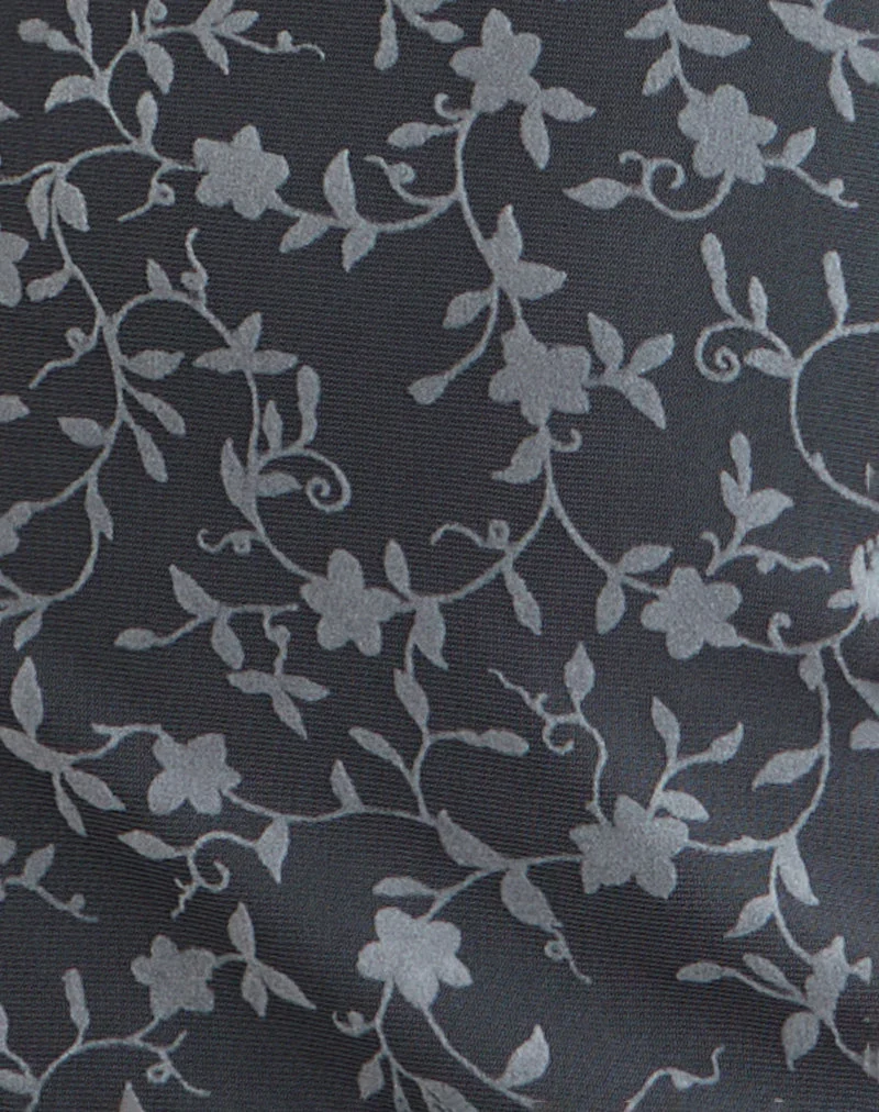 Mini robe Bindara en Pretty Petal Flock Gris foncé