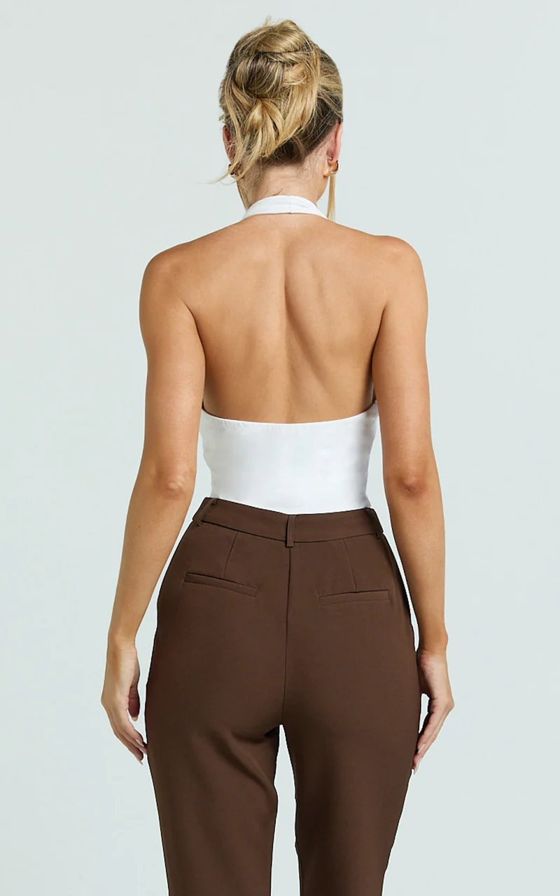 Hermie Pants - High Waisted Cropped Tailored Pants in Chocolate