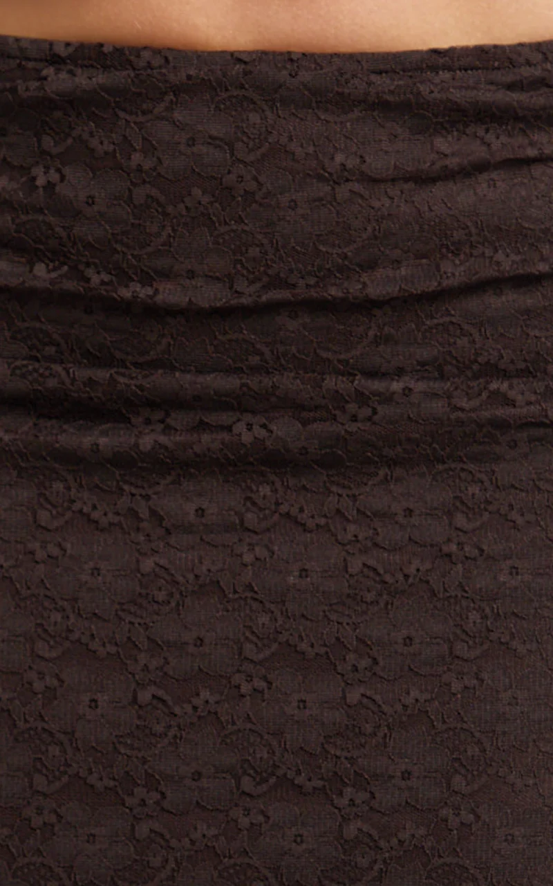 Viola Maxi Skirt - Lace Sheer Bodycon Skirt in Chocolate