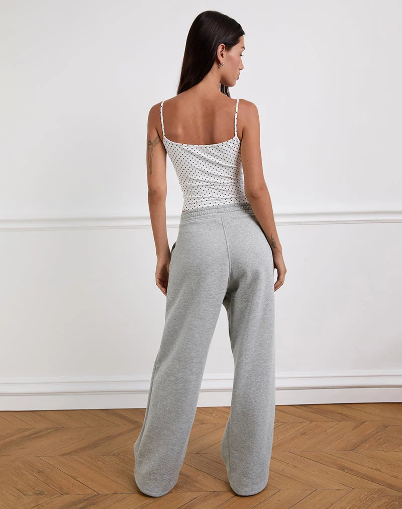 Solay Cami Top in White with Black Micro Polka Print