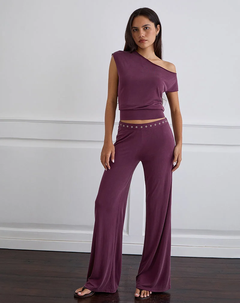 Top asymétrique Elysian en Cupro Plum