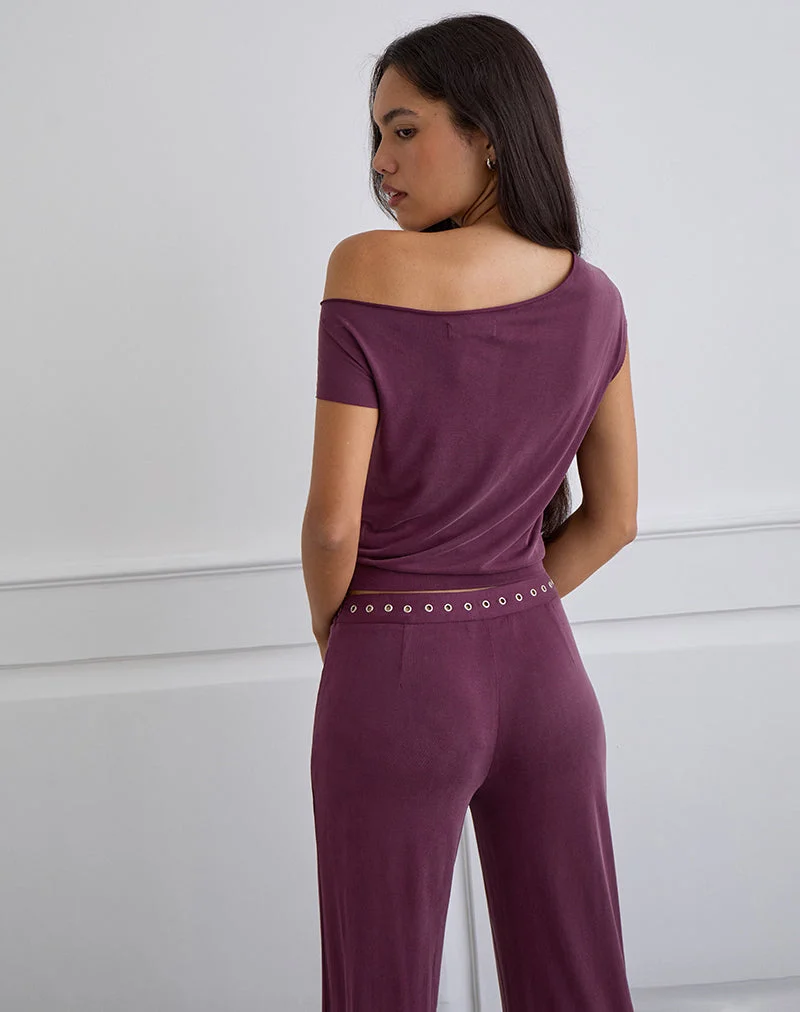 Top asymétrique Elysian en Cupro Plum