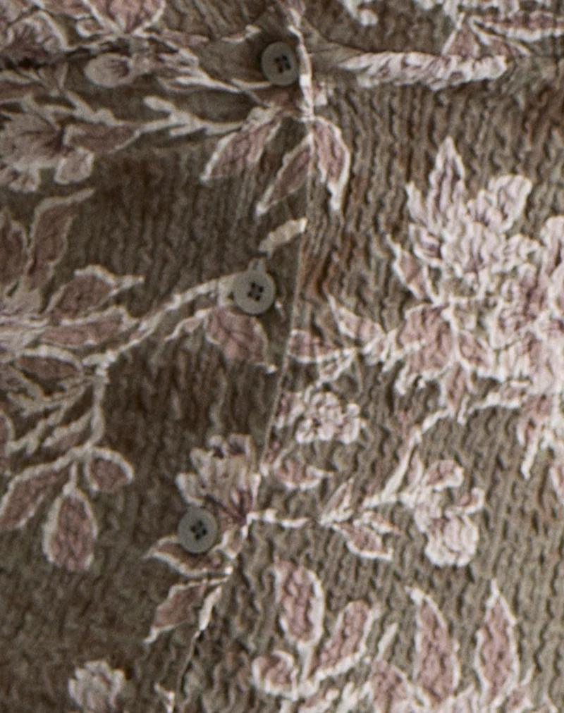 Mabli Halterneck Top in Textured Woven Floral Green (Top dos nu en tissu floral texturé)