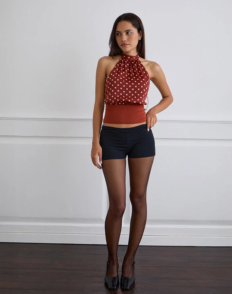 Rania Backless Top in Polka Burnt Red (Top dos nu)