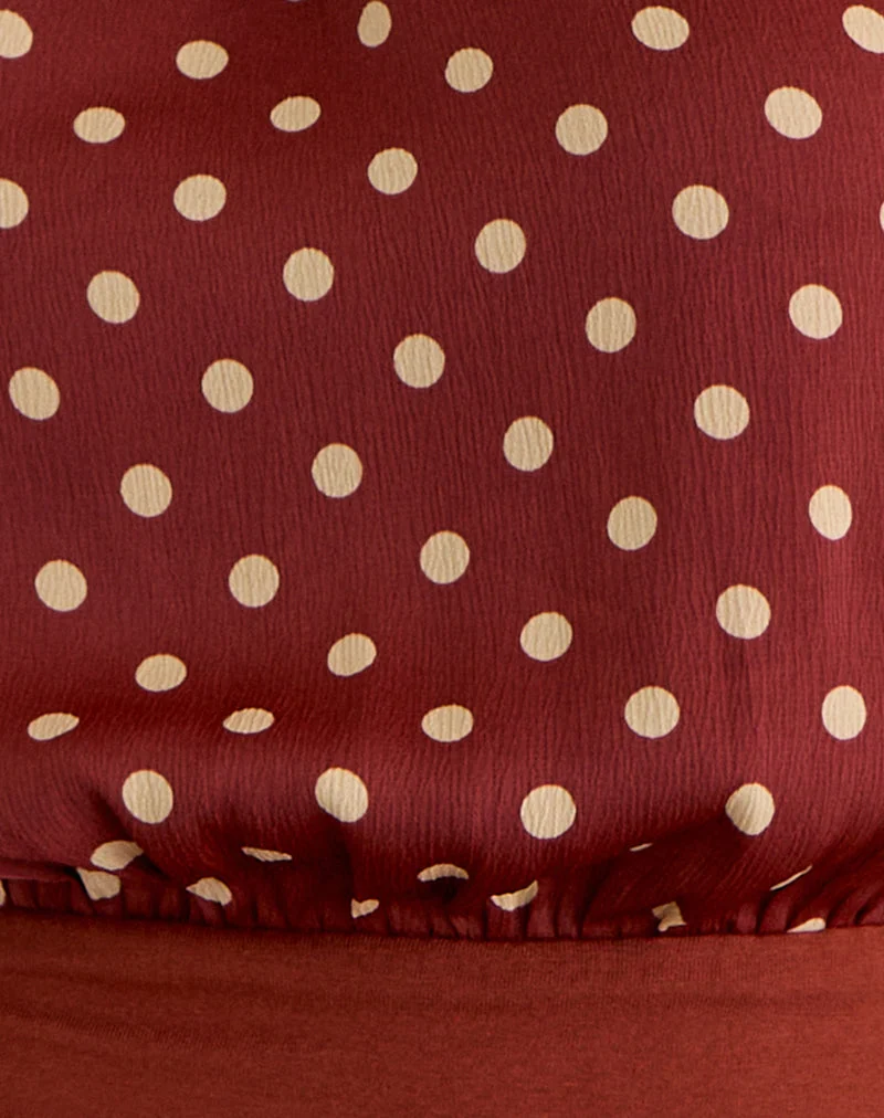 Rania Backless Top in Polka Burnt Red (Top dos nu)