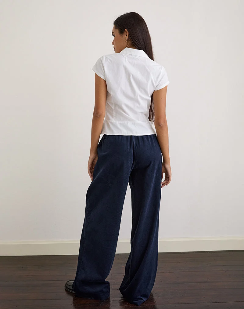 Pantalon à ceinture Sasiya en velours côtelé marine