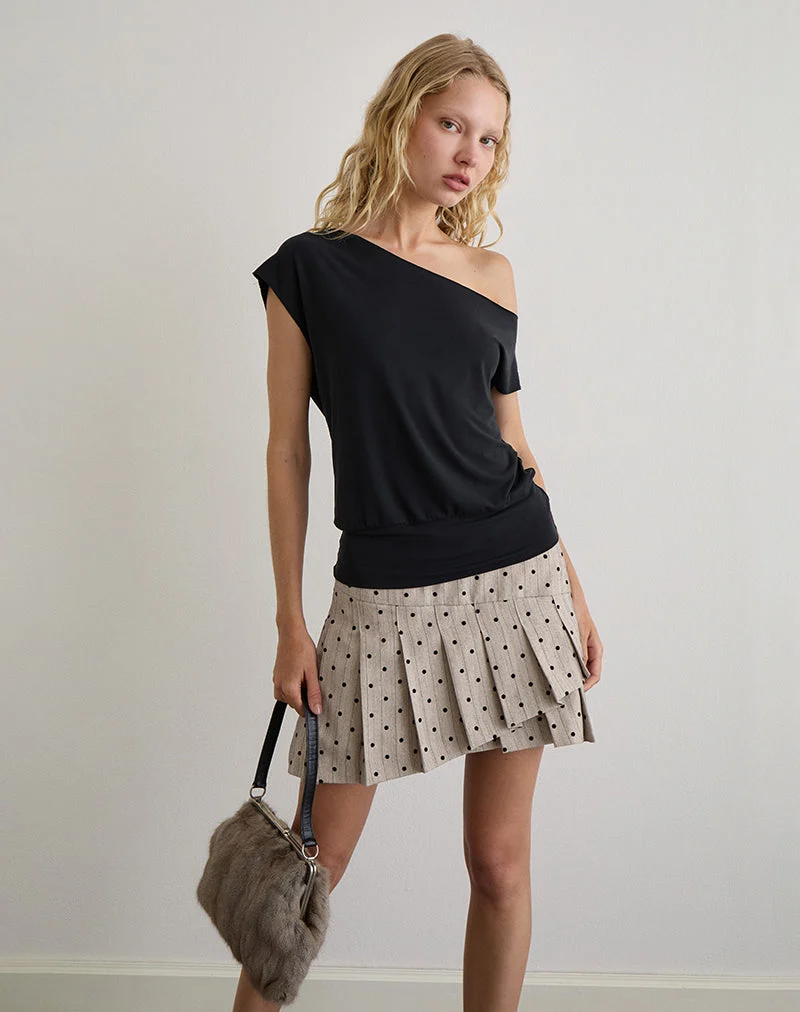 Minijupe Tarja, beige à rayures à pois