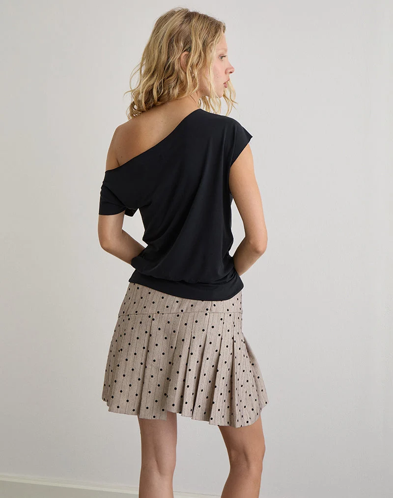 Minijupe Tarja, beige à rayures à pois