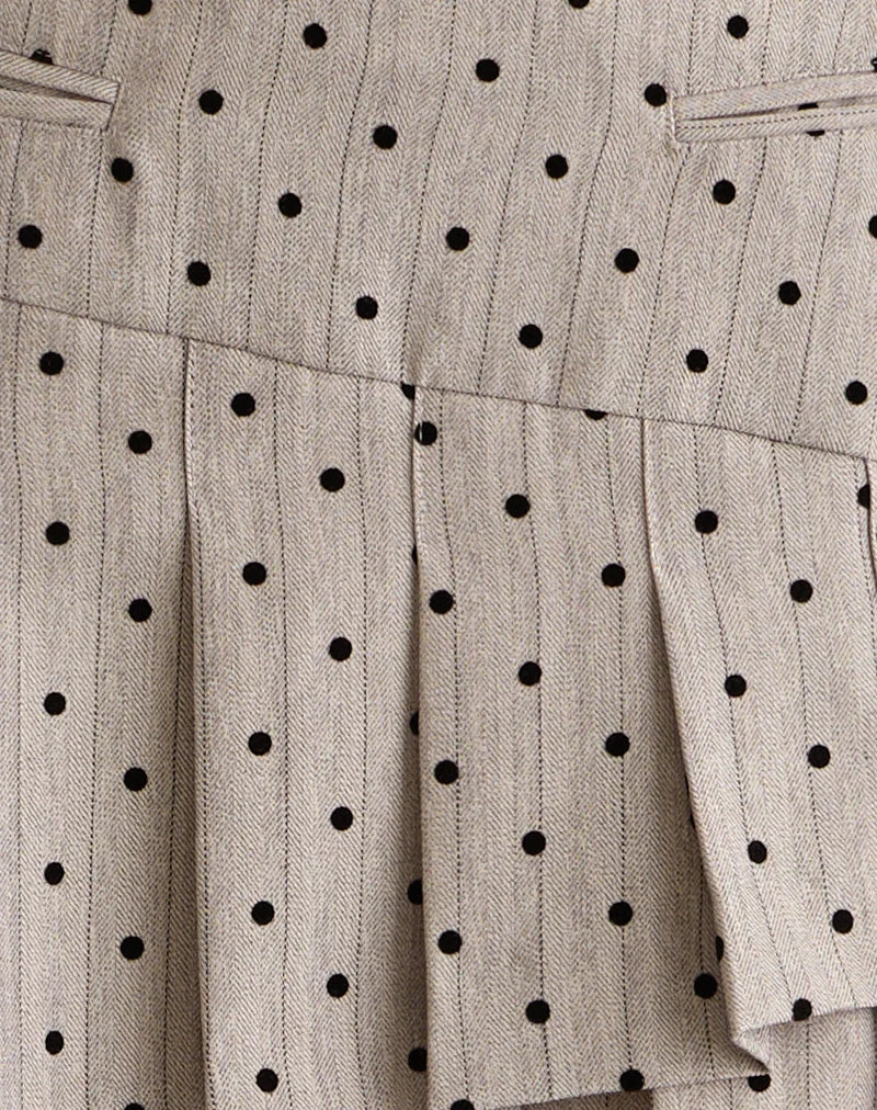 Minijupe Tarja, beige à rayures à pois