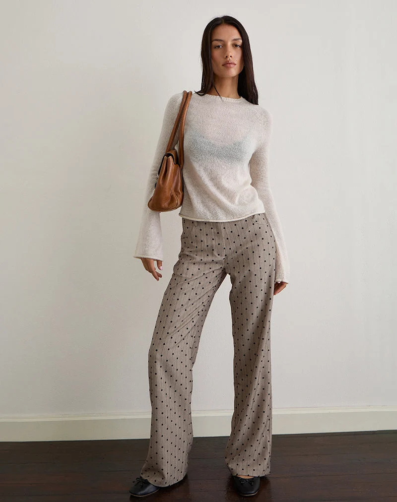 Pantalon Tatina en beige avec rayures à pois