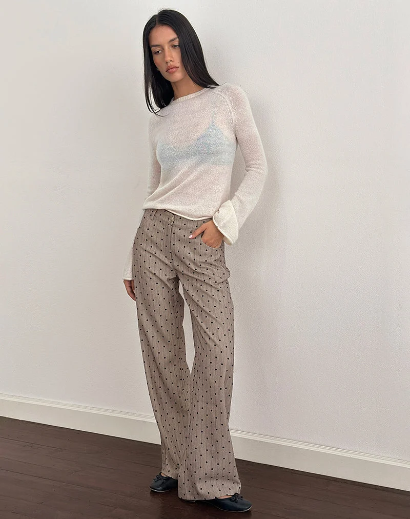 Pantalon Tatina en beige avec rayures à pois