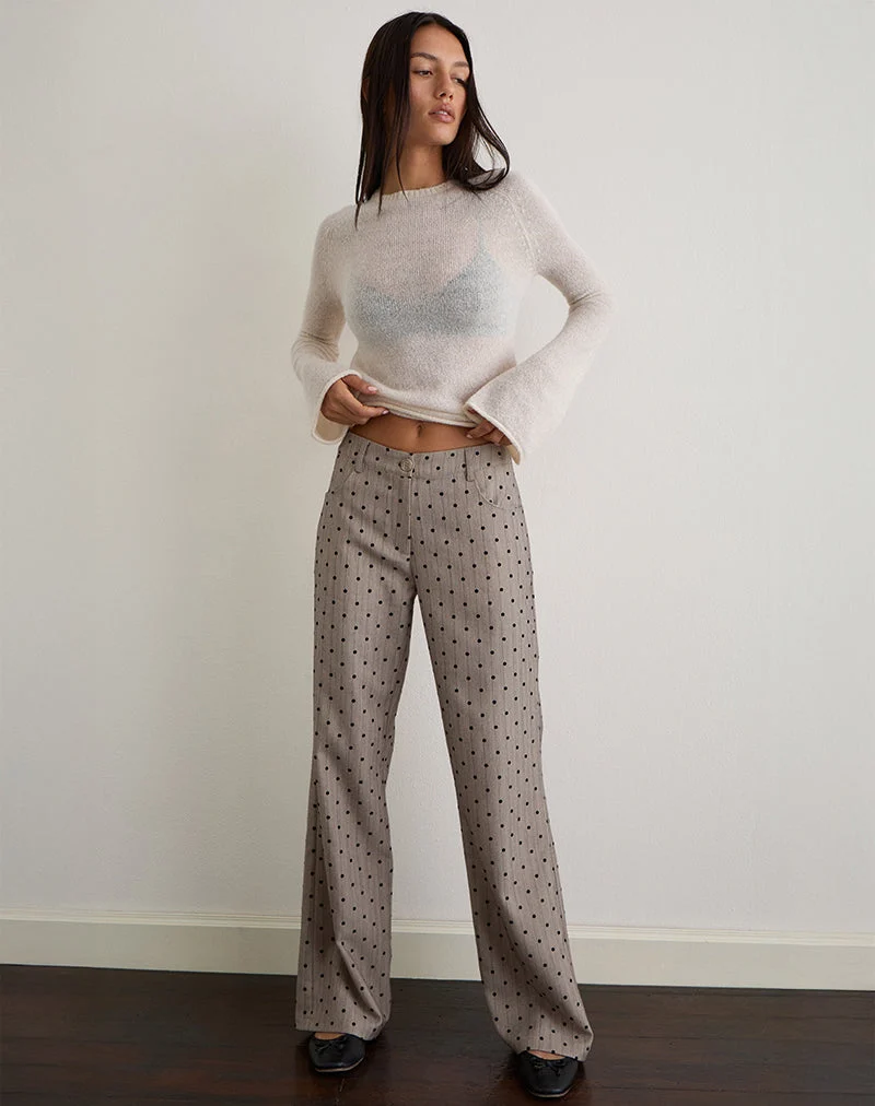Pantalon Tatina en beige avec rayures à pois