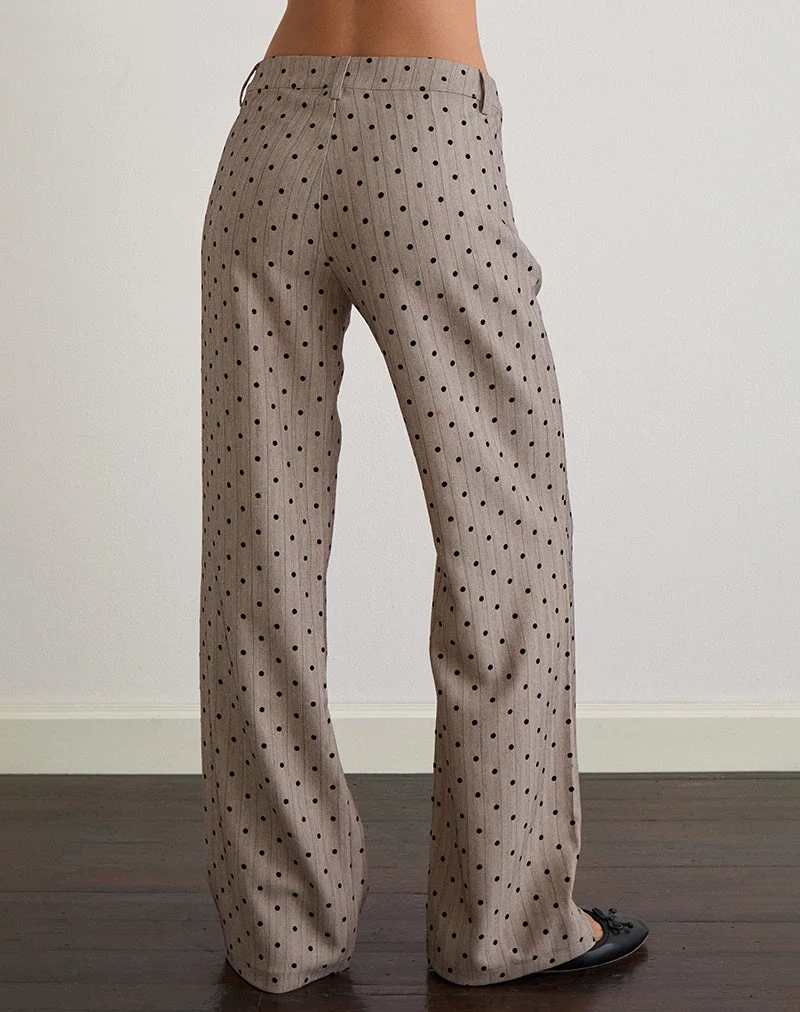 Pantalon Tatina en beige avec rayures à pois