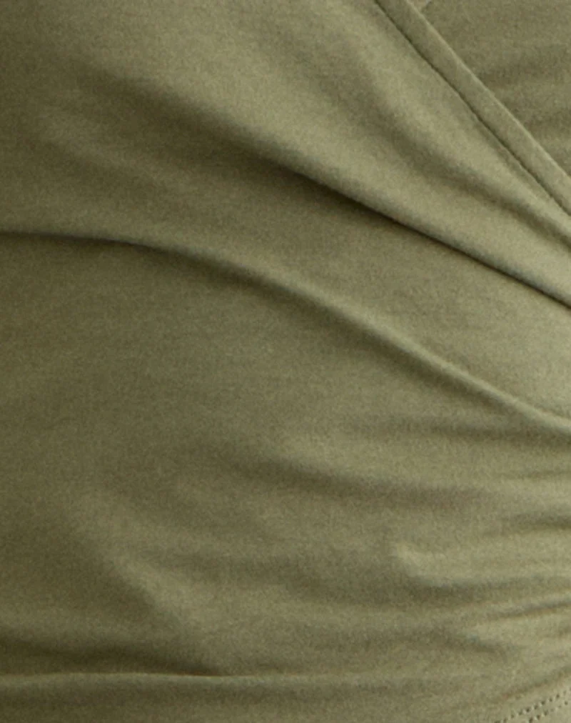 Kien Long Sleeve Wrap Top in Olive