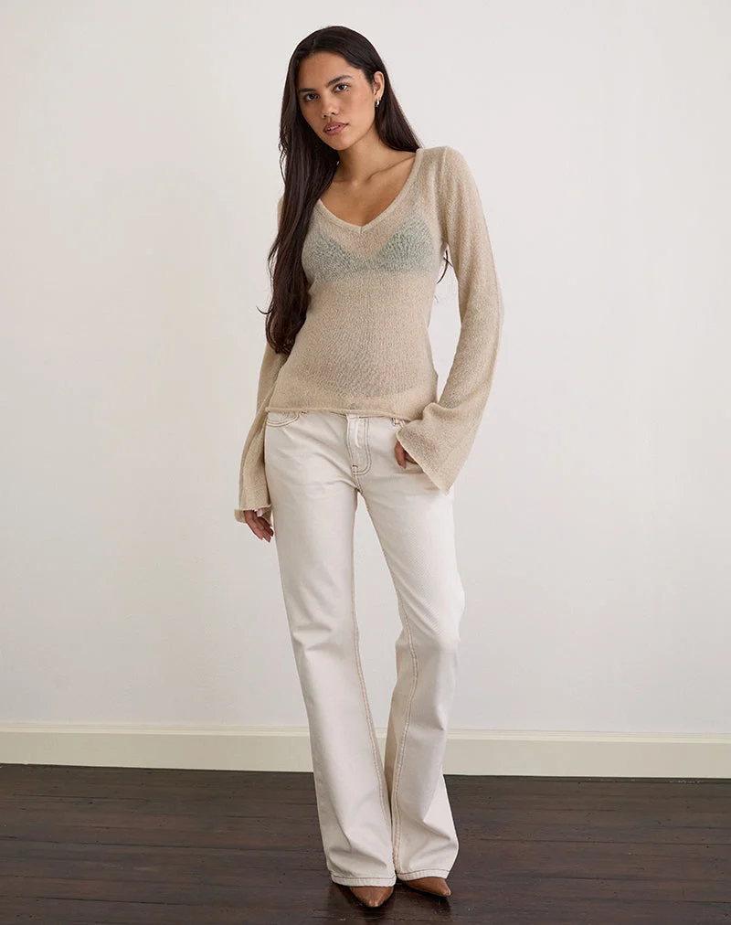 Ashla Top in Sheer Knit Beige