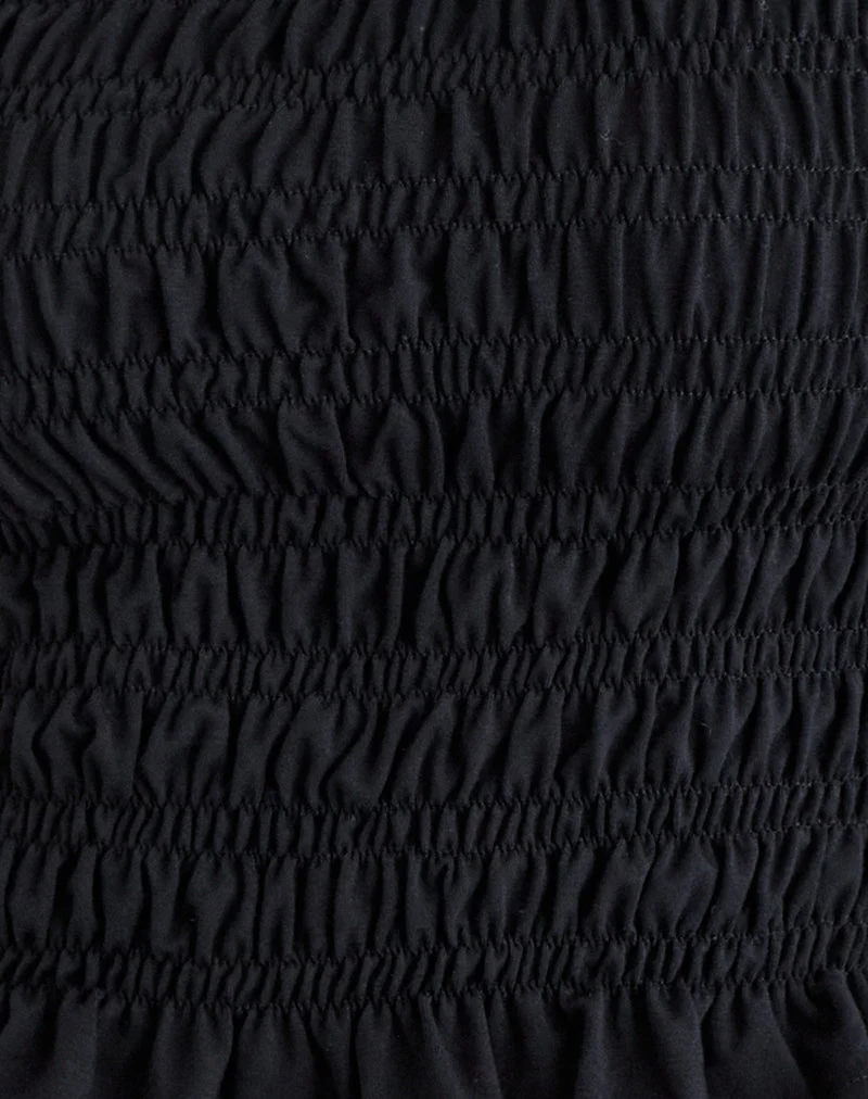 Mirita Shirred Top in Black