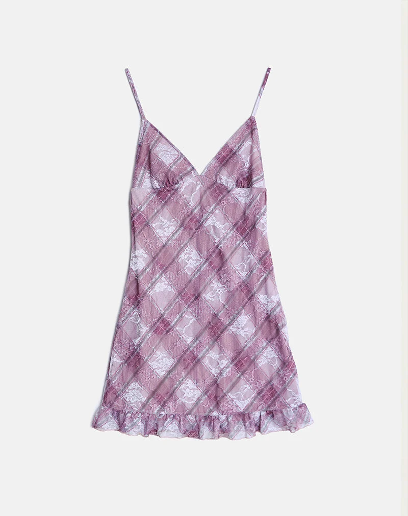 Delos - Mini robe à volants, carreaux de campagne