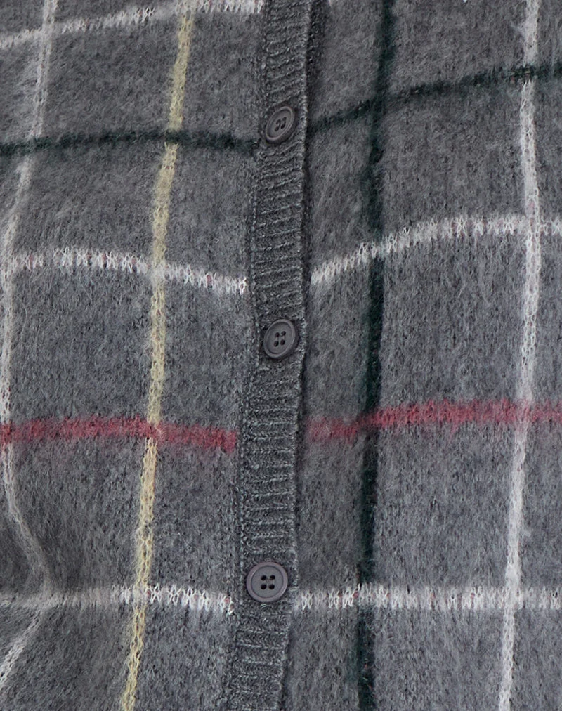 Cardigan Wisola en tricot à carreaux gris