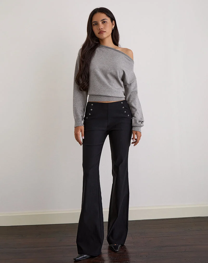 Pantalon évasé Olira avec œillets en noir tailleur