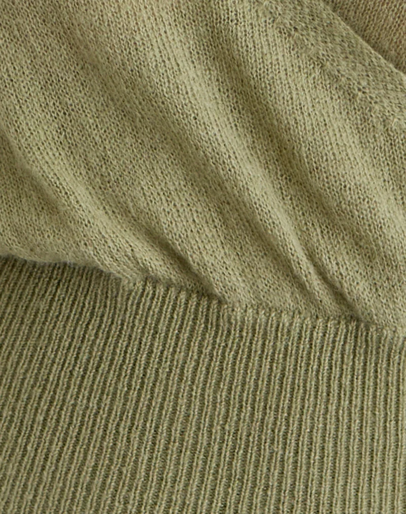Nilza Wrap Top in Knit Sage Green
