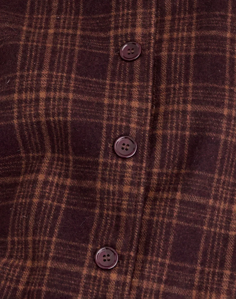 Veste Lastika à carreaux Bourgogne foncé