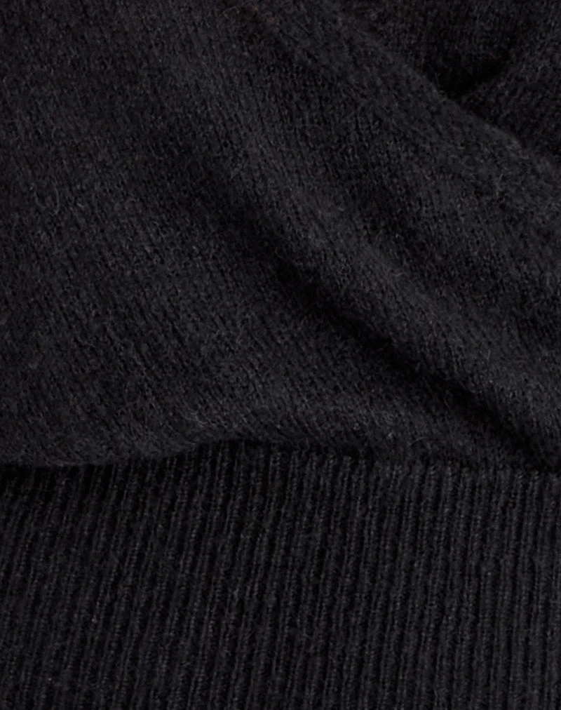 Nilza Wrap Top in Knit Black