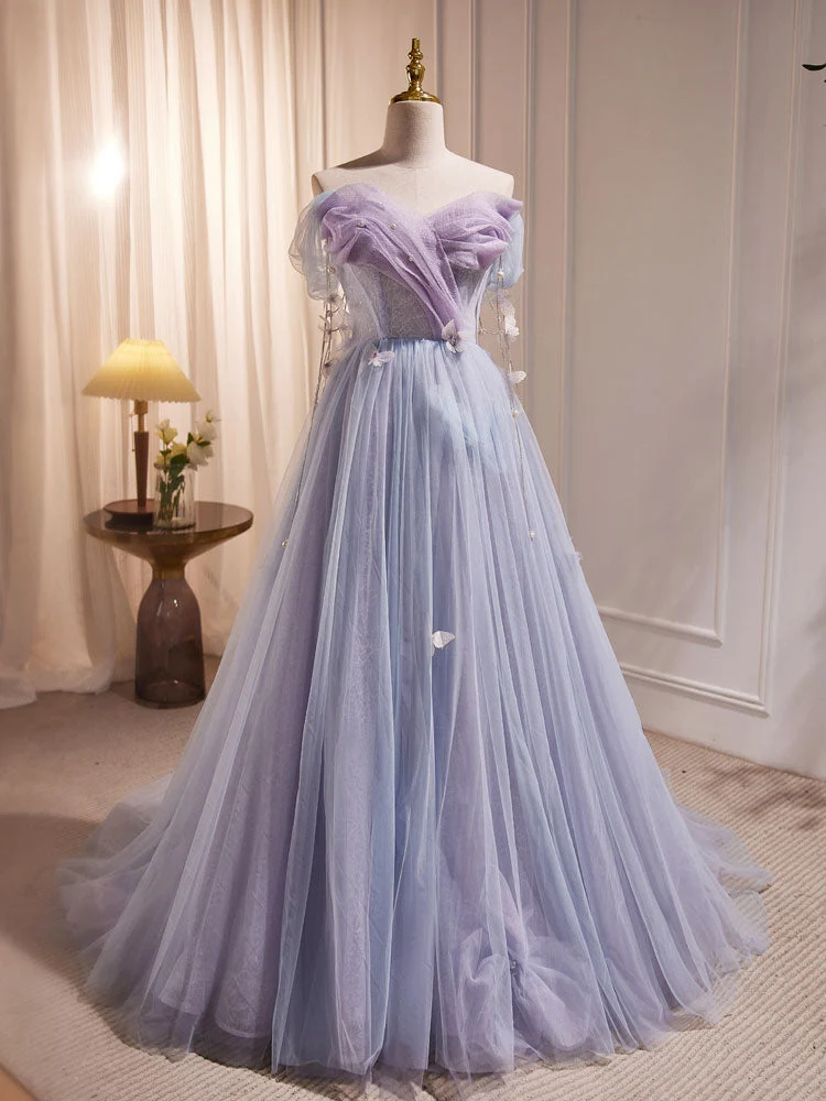 Robe de soirée princesse en tulle lavande, robe longue de bal