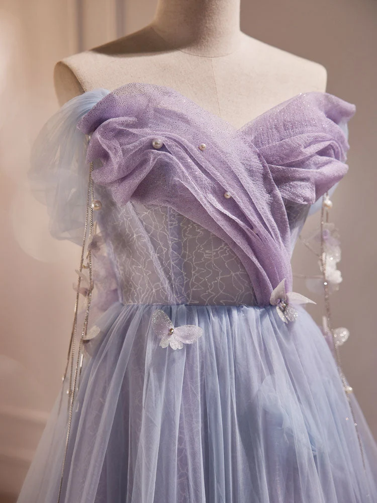 Robe de soirée princesse en tulle lavande, robe longue de bal