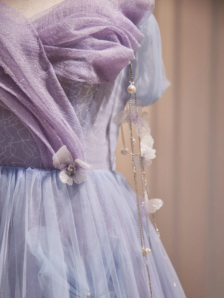 Robe de soirée princesse en tulle lavande, robe longue de bal