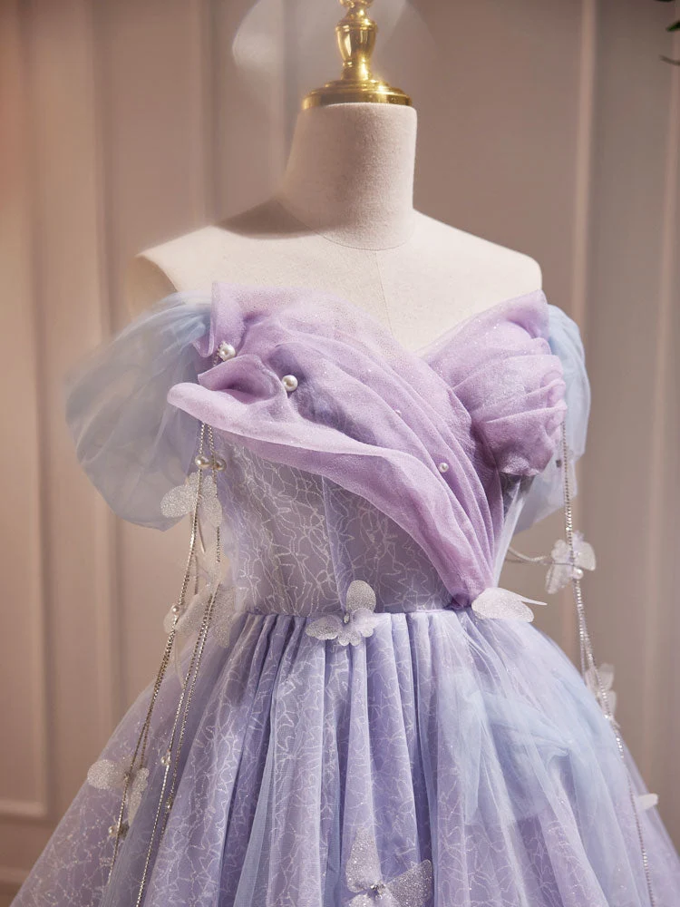 Adorable robe de soirée courte en cœur lavande, robe de danse de 8e année