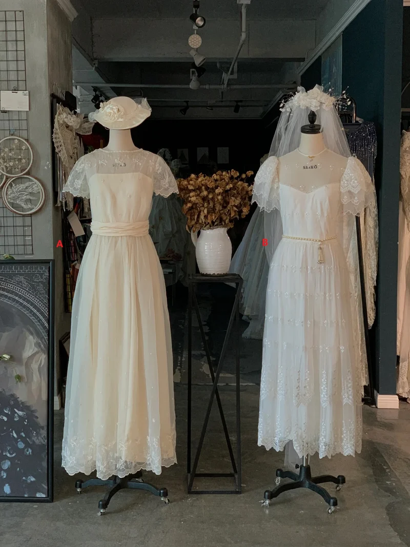 Robe de mariée longueur cheville style vintage des années 70