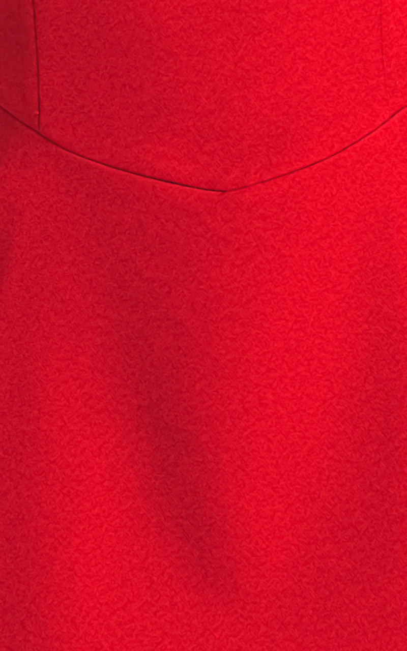 Sakura Mini Dress - Square Neck Wide Strap A Line Skirt Dress in Red