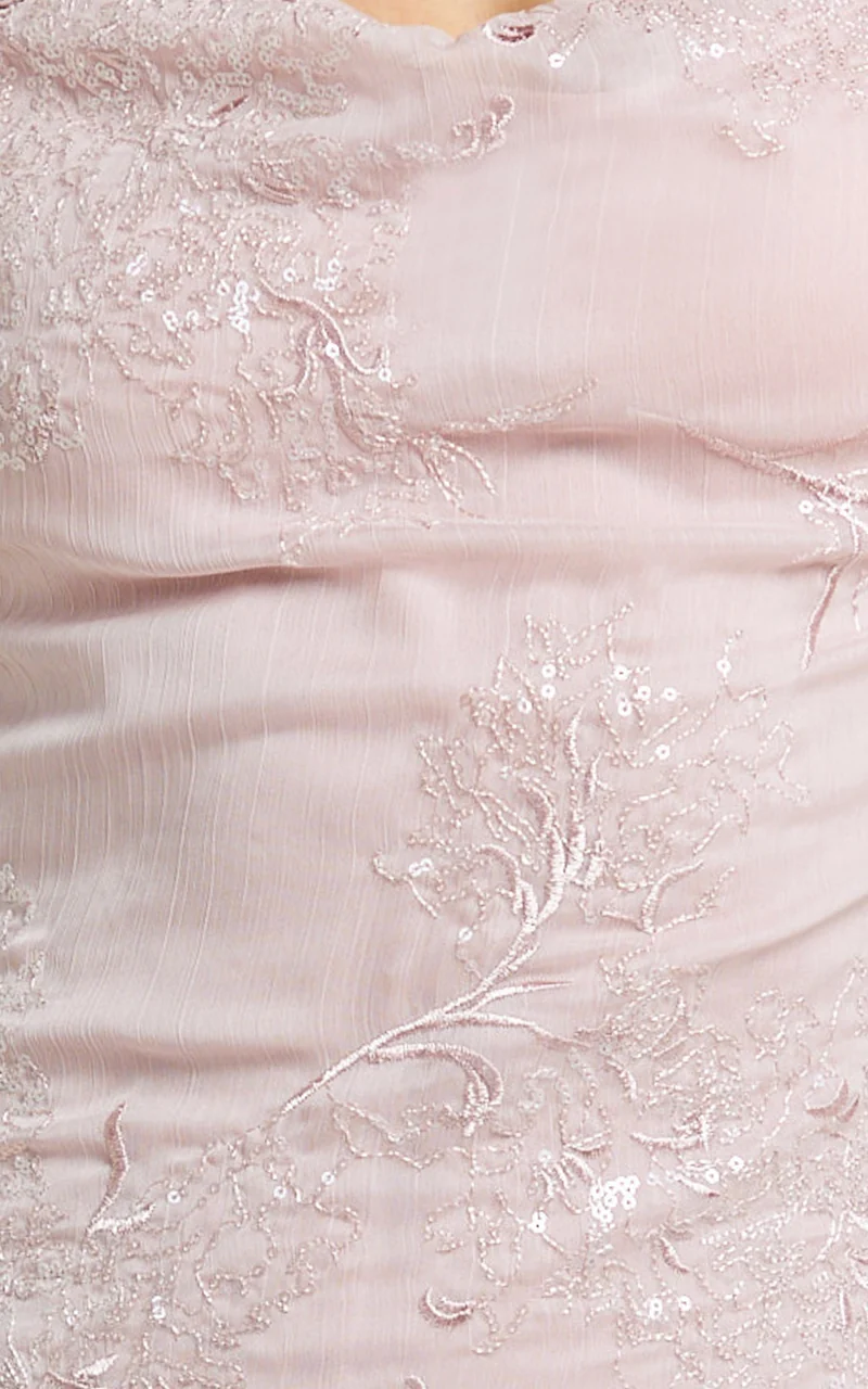 Elysia Mini Dress - Sequin Cowl Neck Asymmetrical Dress in Pale Pink