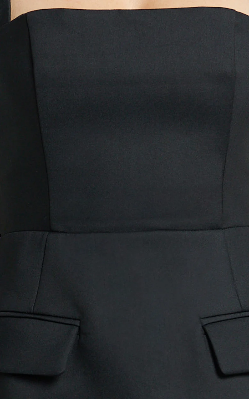 Garrett Mini Dress - Square Neck Fit And Flare Dress in Black