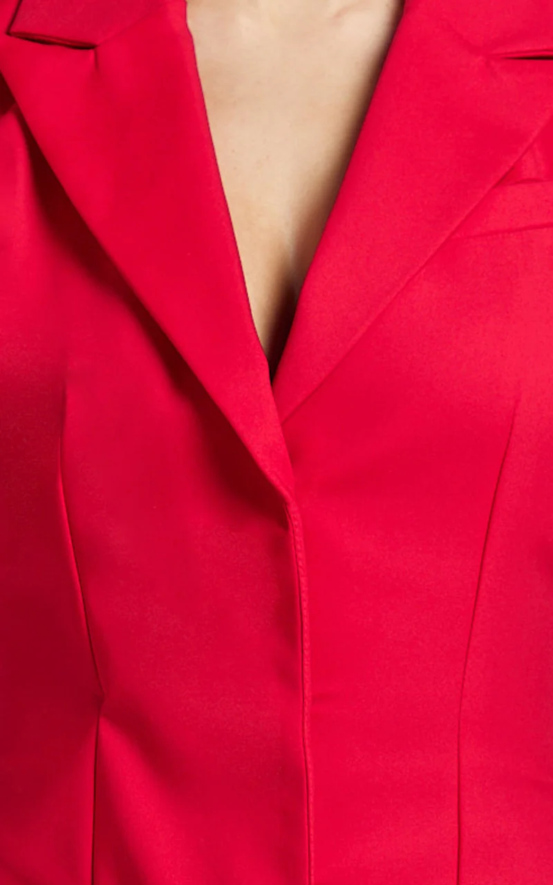 Bella Mini Dress - Tailored A Line Blazer Dress in Red