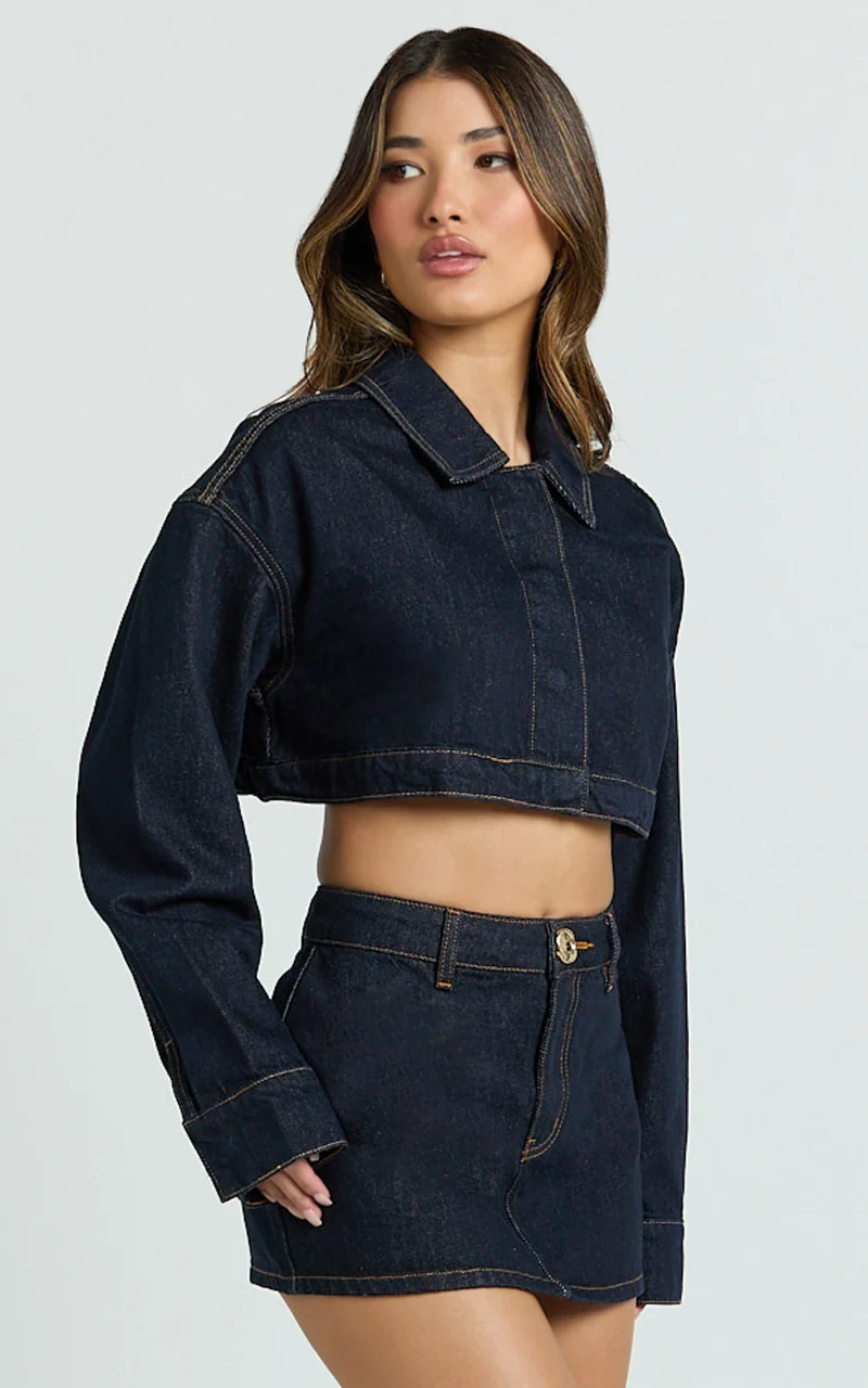 Fabia Skort - Denim Mid Rise Skort in Raw Denim Wash