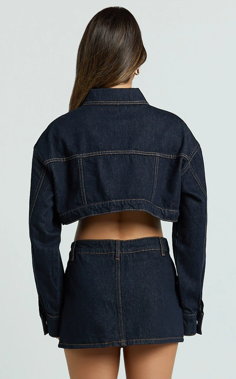 Fabia Skort - Denim Mid Rise Skort in Raw Denim Wash