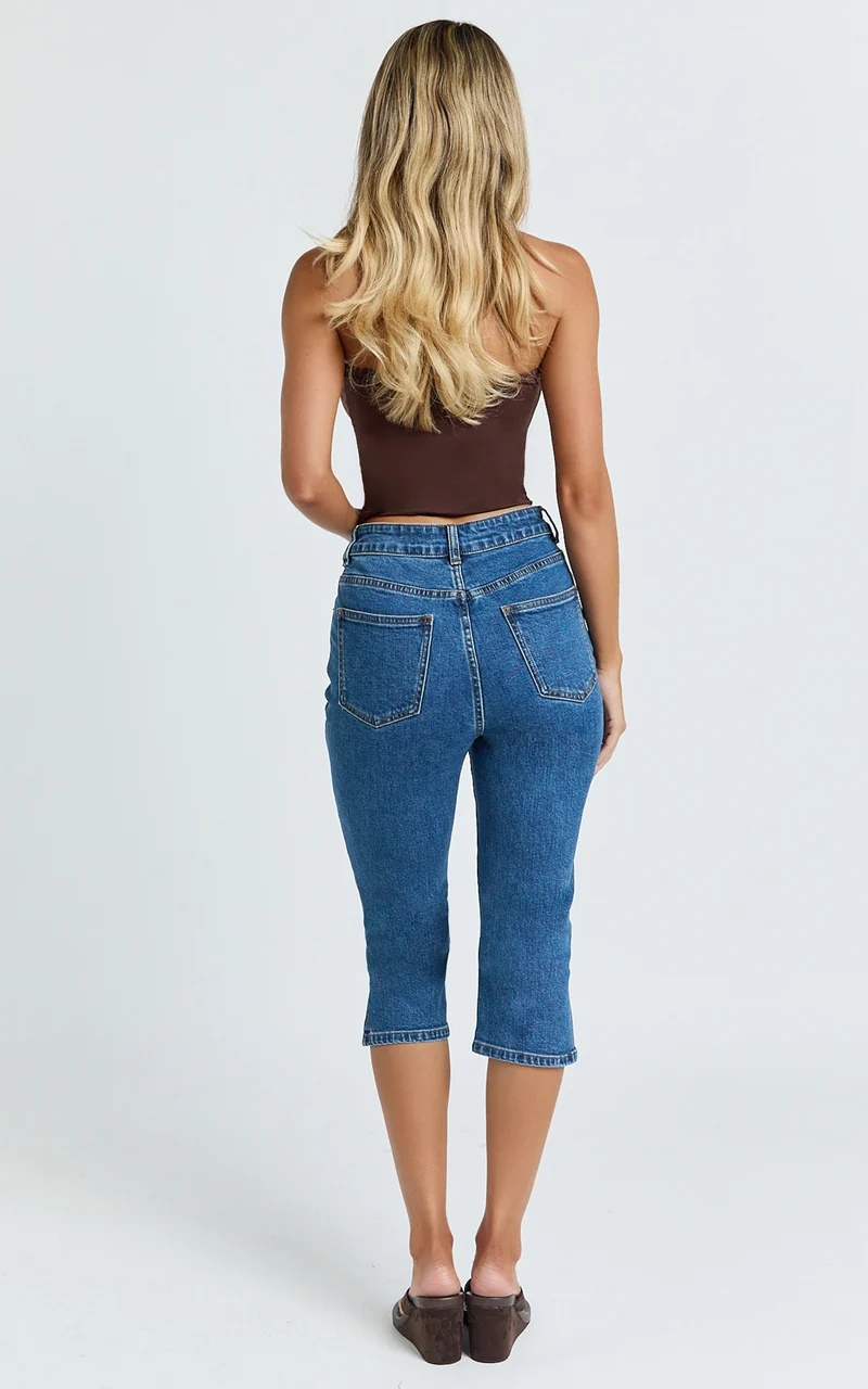 Letty Jeans - 7/8 Crop Denim Jeans in Dark Wash