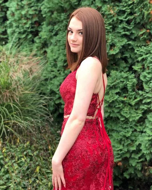 Robe de bal longue deux pièces en tulle et dentelle à bretelles spaghetti rouge