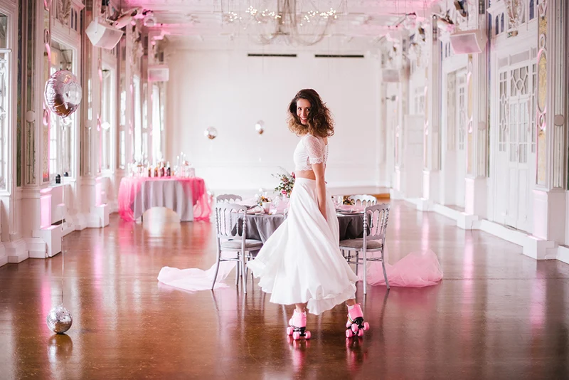 Robe de mariée informelle deux pièces à manches courtes et longueur cheville