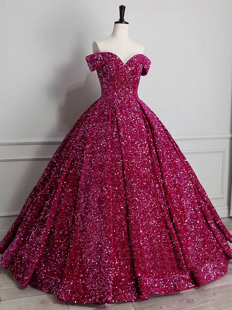 Robe de bal dorée à paillettes, épaules dénudées, robe de Quinceanera formelle