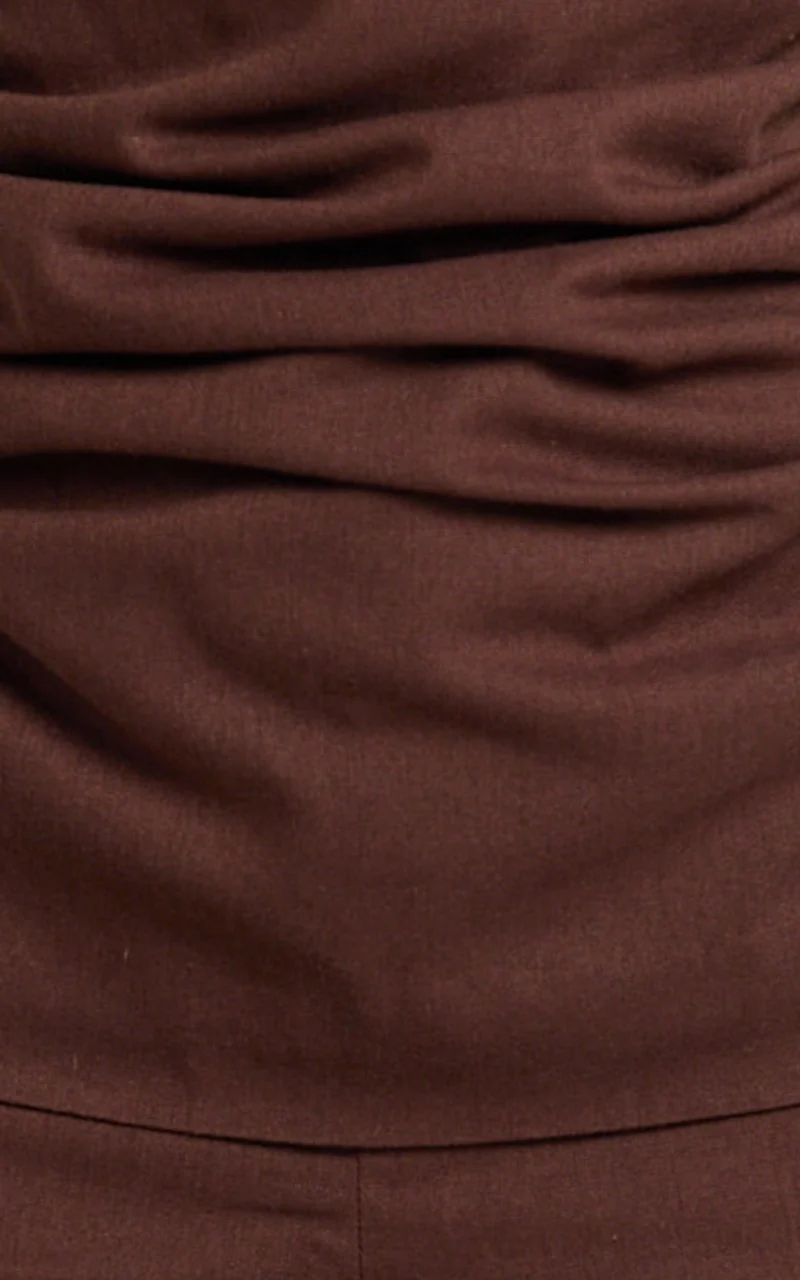 Cassia Two Piece Top and Pants Set - Strapless Top And Pants in Chocolate