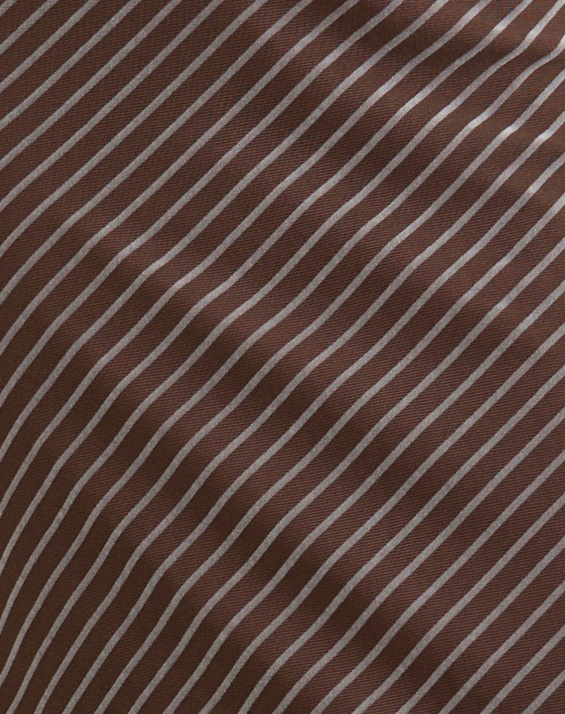 Jupe longue Surina en flocage à rayures diagonales marron et crème