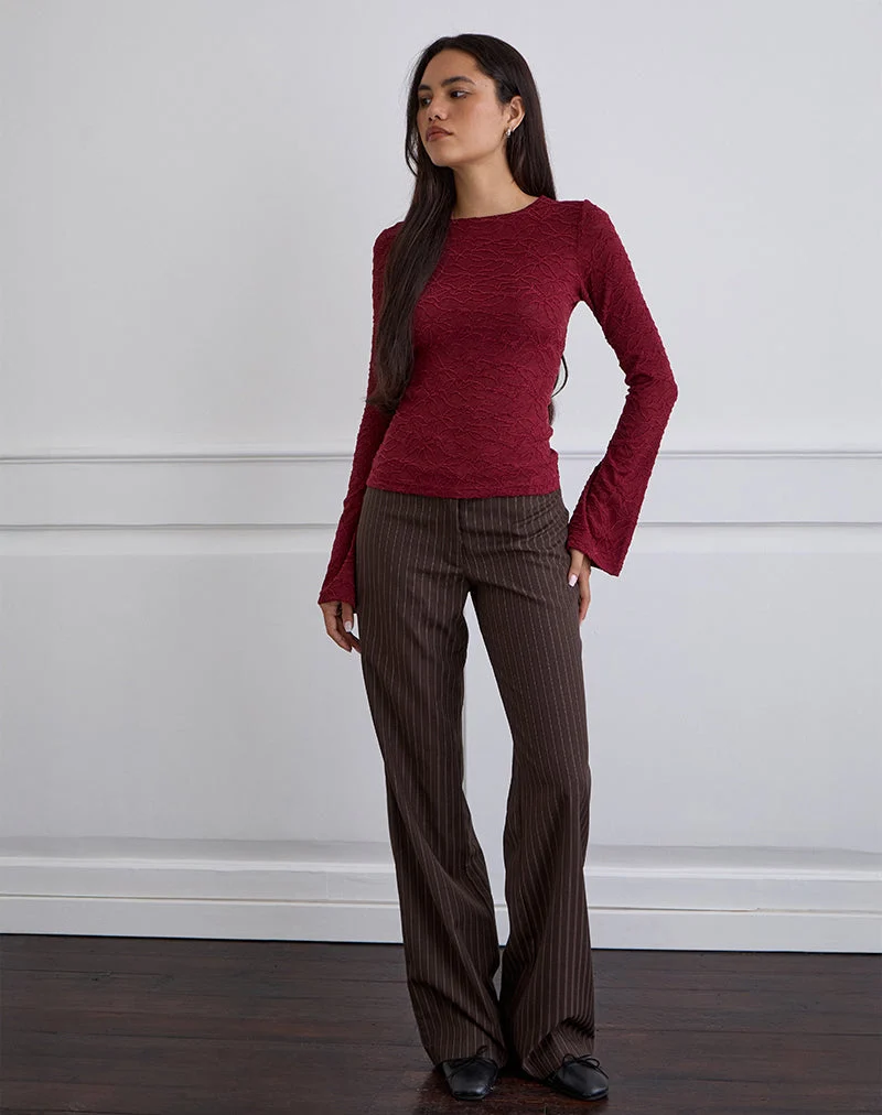 Aven - Top asymétrique en tricot texturé - Rouge