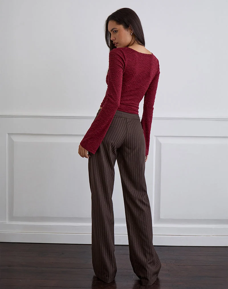 Aven - Top asymétrique en tricot texturé - Rouge