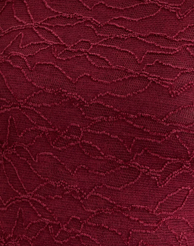 Aven - Top asymétrique en tricot texturé - Rouge