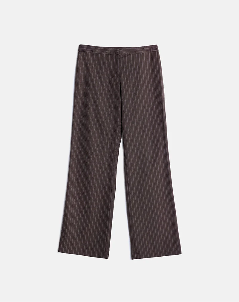 Ganta Slim Trouser in Stripe Chocolate Brown (pantalon slim à rayures)