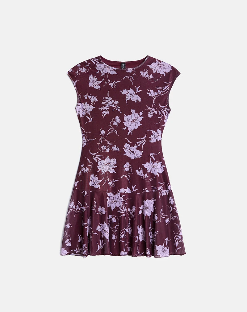 Elorina Mini Robe in Blooming Bliss Burgundy
