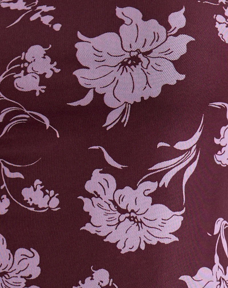 Elorina Mini Robe in Blooming Bliss Burgundy